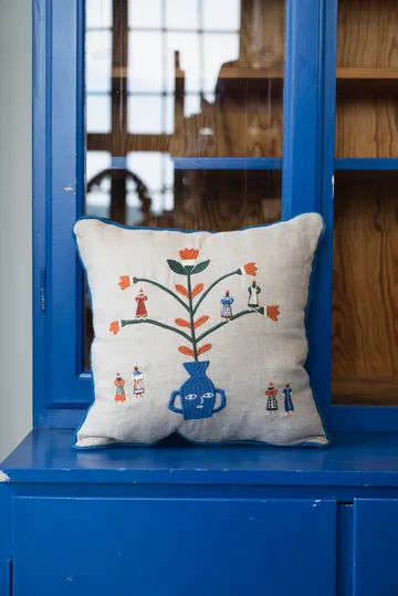 Högtid kuddfodral 38x38 cm - Natur-blå - Fine Little Day