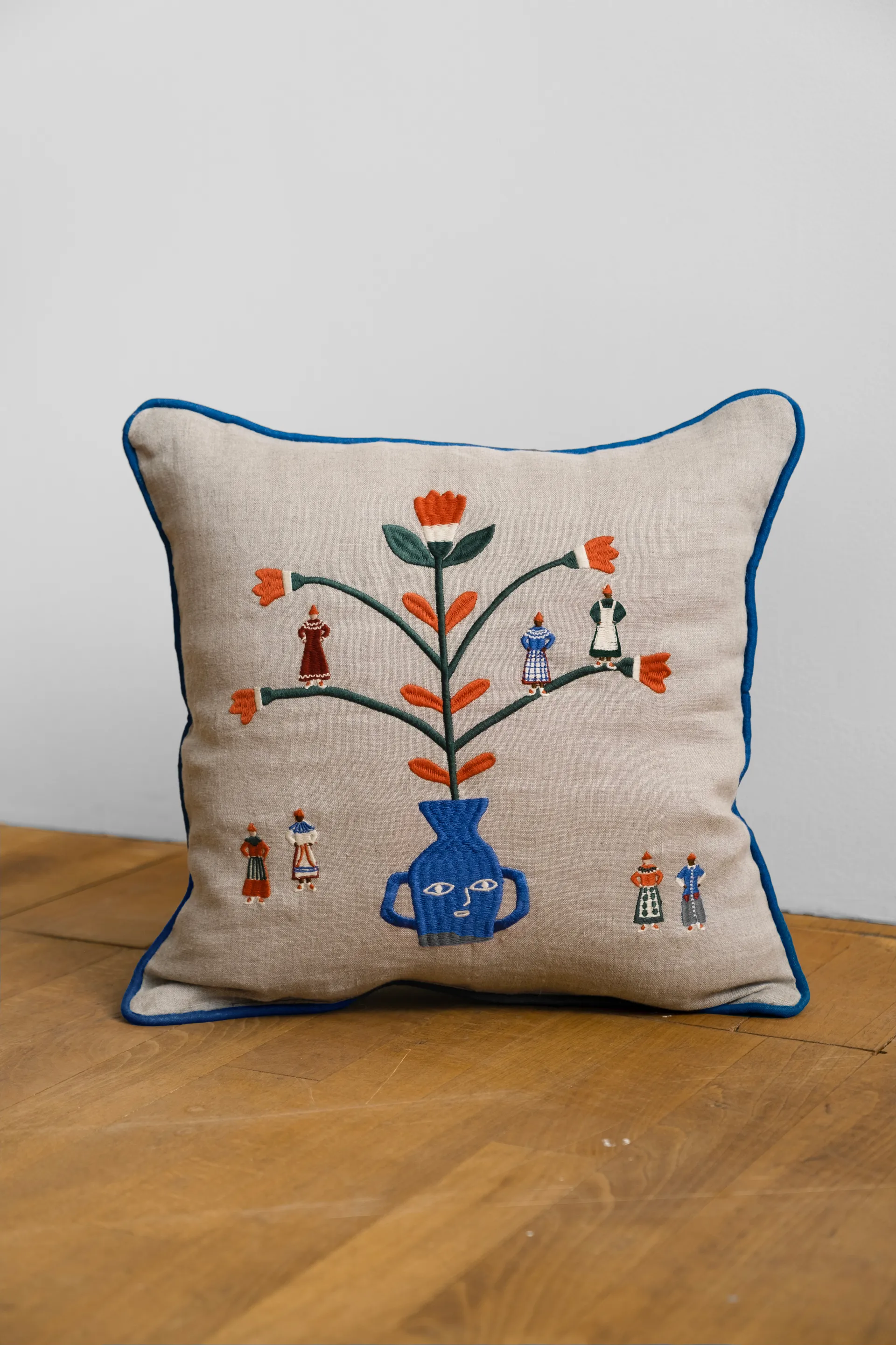 Högtid kuddfodral 38x38 cm, Natur-blå Fine Little Day