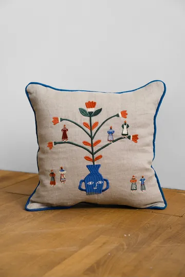 Högtid kuddfodral 38x38 cm - Natur-blå - Fine Little Day