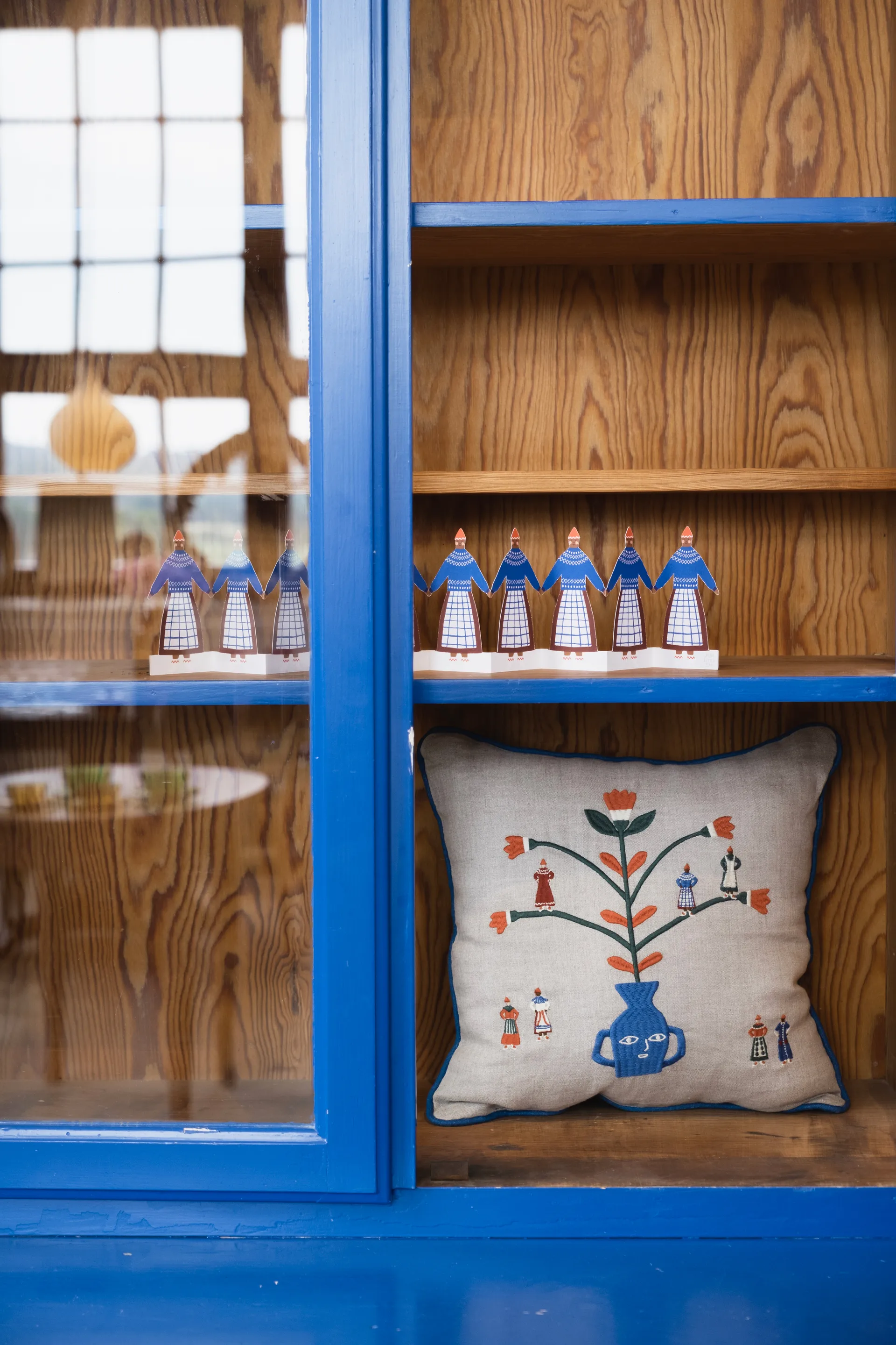 Högtid kuddfodral 38x38 cm, Natur-blå Fine Little Day