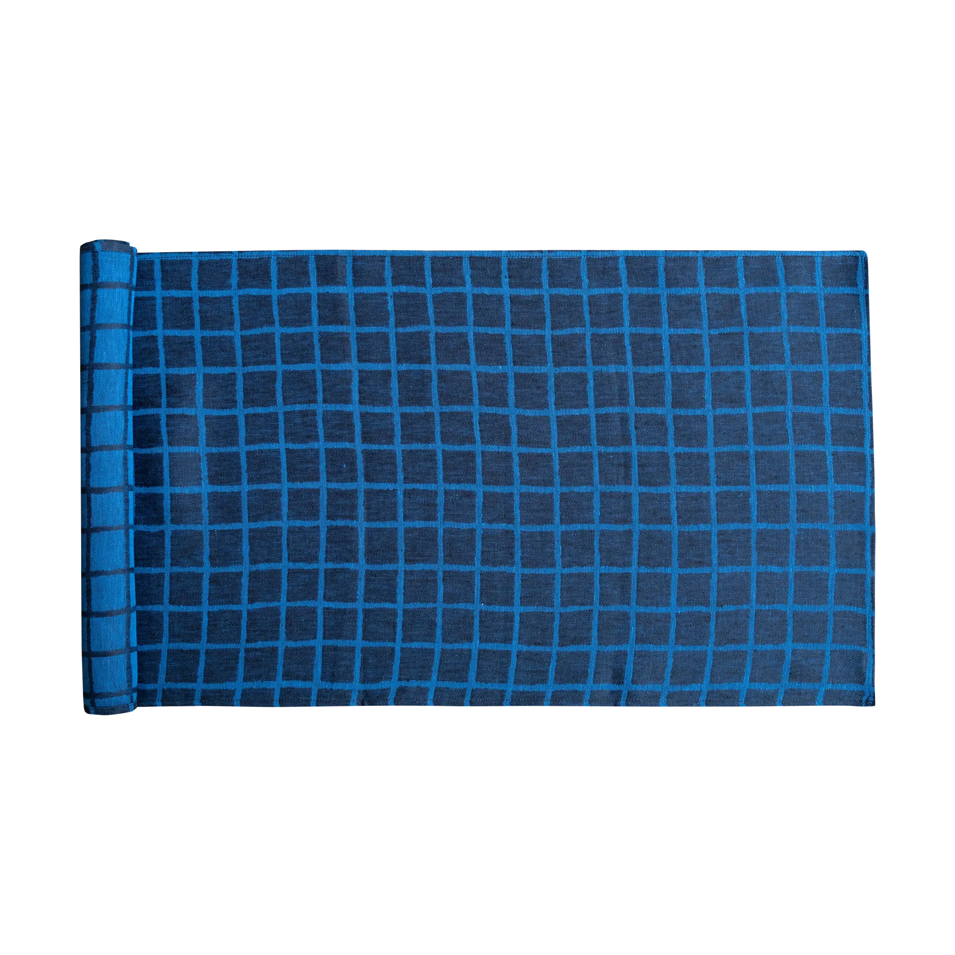 Rutig jacquardvävd bordslöpare 45x150 cm, Blue-black Fine Little Day