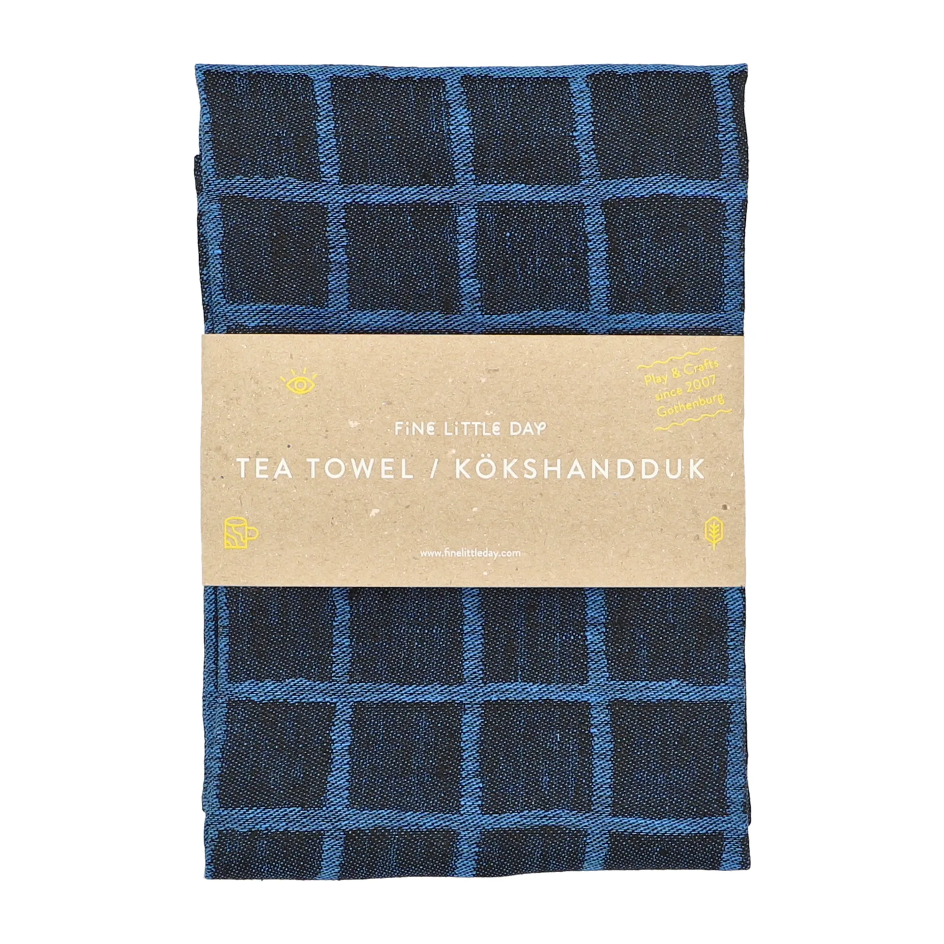 Rutig jacquardvävd kökshandduk 47x70 cm, Blue-black Fine Little Day