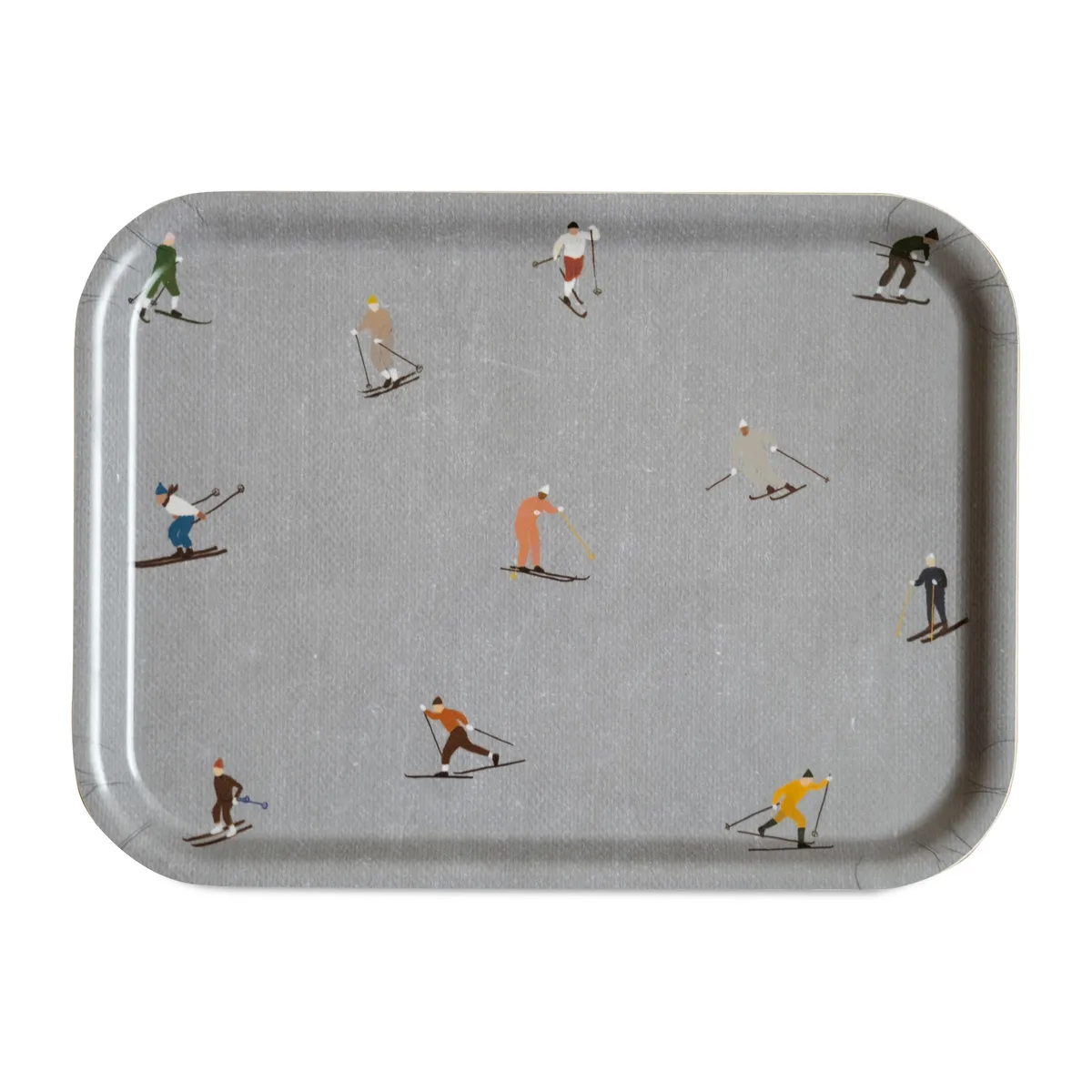 Fine Little Day Skiers bricka 20x27 cm Grå