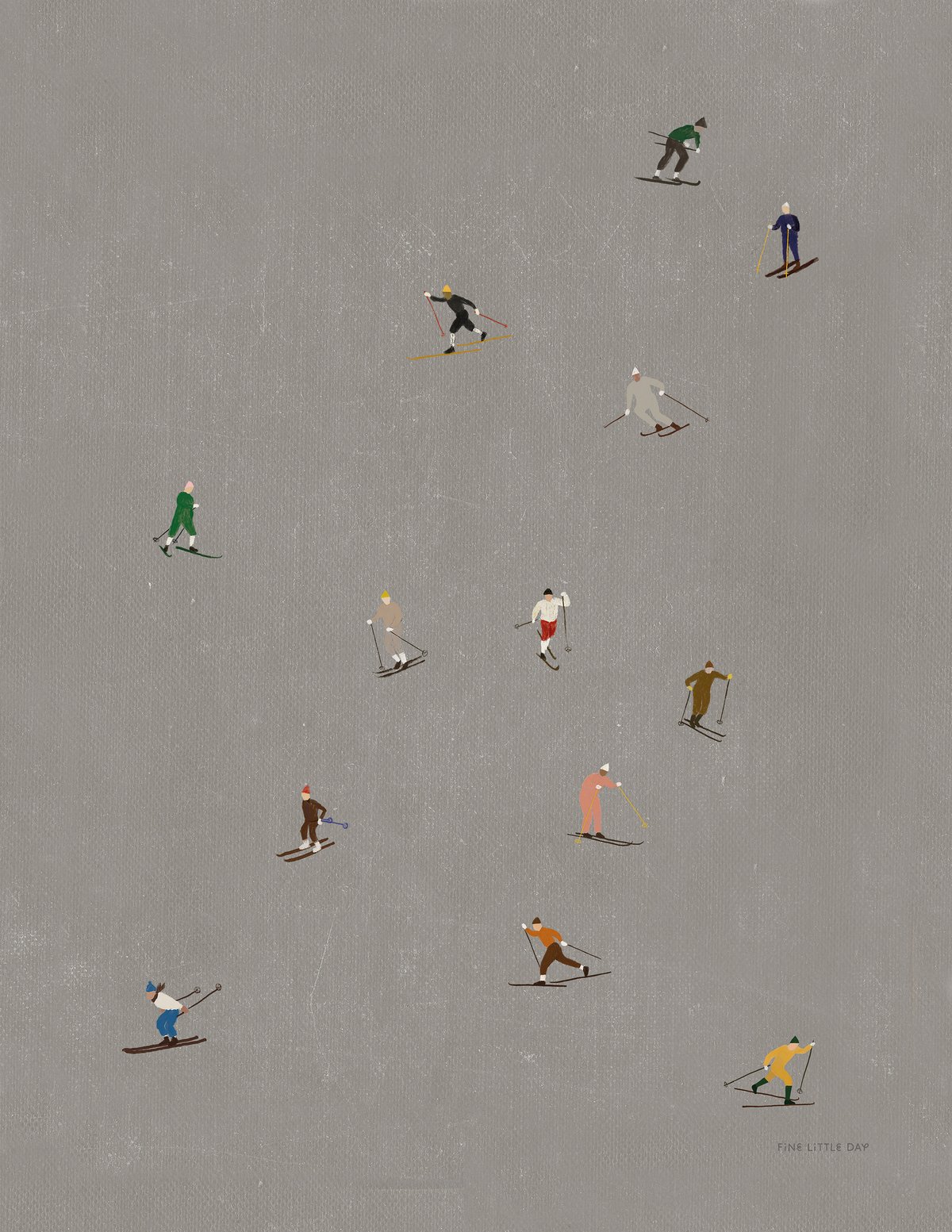 Fine Little Day Skiers poster 40x50 cm Grå | Skandinavisk Design | Posters | Grå