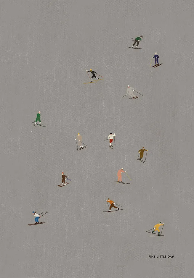 Skiers poster 50x70 cm, Grå