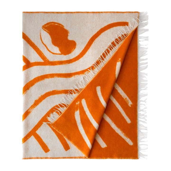 Sofia Lind ullpläd 130x190 cm - Orange/Off white - Fine Little Day