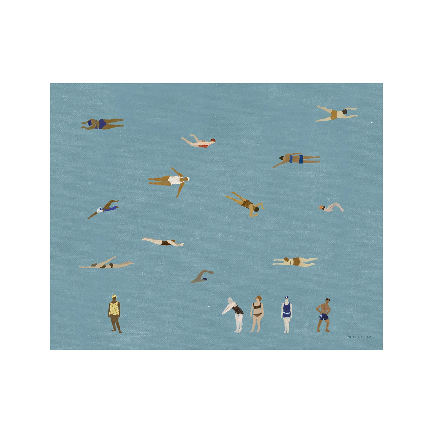 Swimmers poster, Blue, 40x50 cm