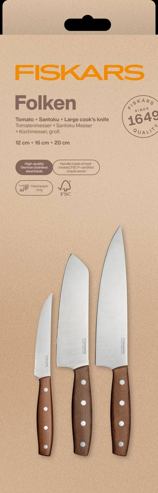 Folken knivset, 3 delar Fiskars