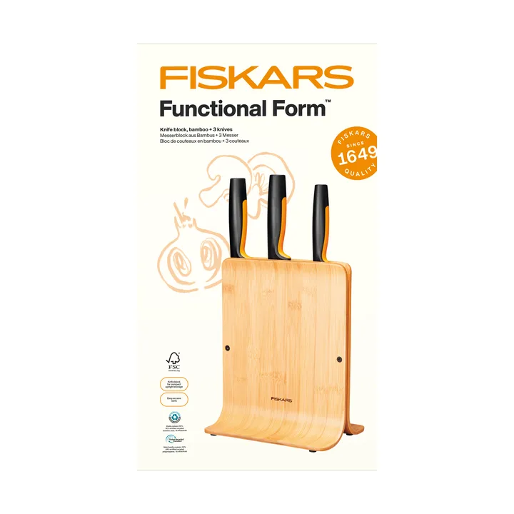 Functional Form knivset med knivblock - Bambu, 4 delar - Fiskars