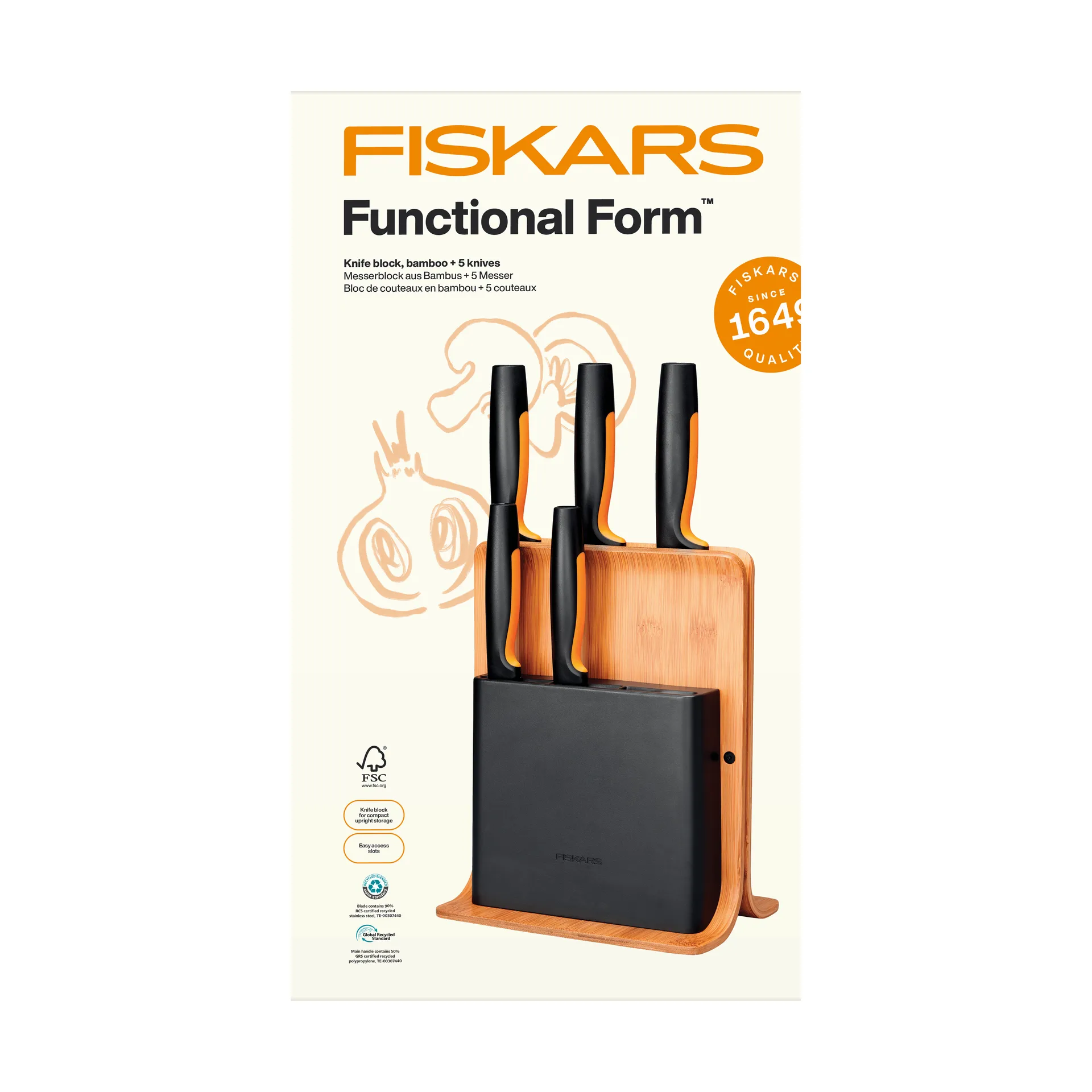 Functional Form knivset med knivblock, Bambu, 6 delar Fiskars