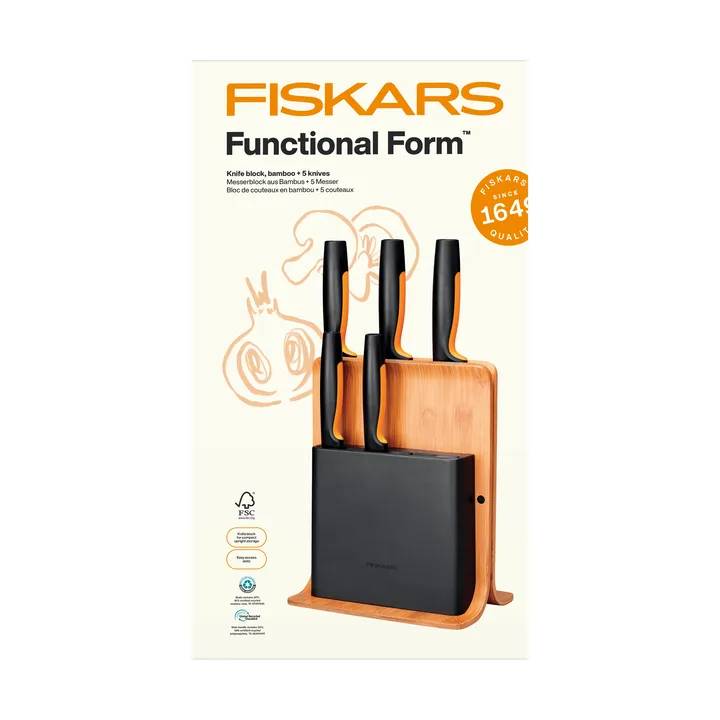Functional Form knivset med knivblock - Bambu, 6 delar - Fiskars