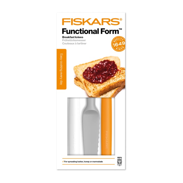 Functional Form smörknivar 3-pack - Grå-orange-vit - Fiskars