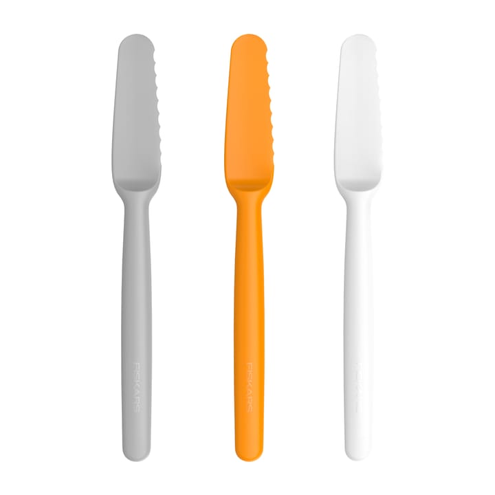 Functional Form smörknivar 3-pack - Grå-orange-vit - Fiskars