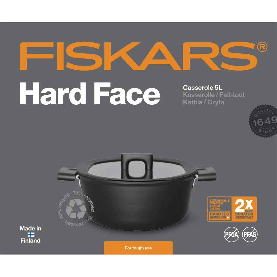 Hard Face gryta med lock, 5 L Fiskars