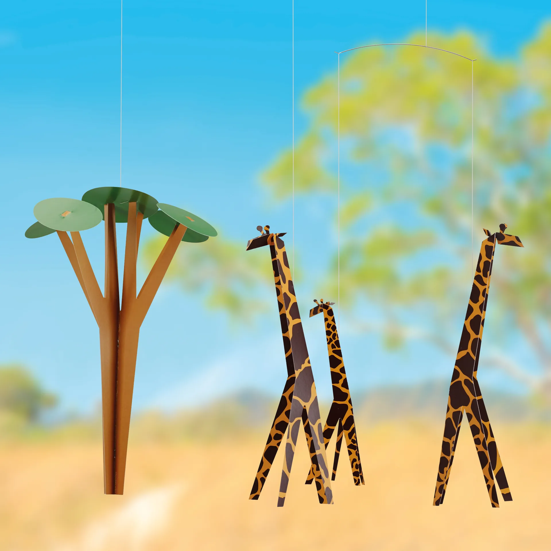 Giraffes on the Savannah mobil, multi Flensted Mobiles