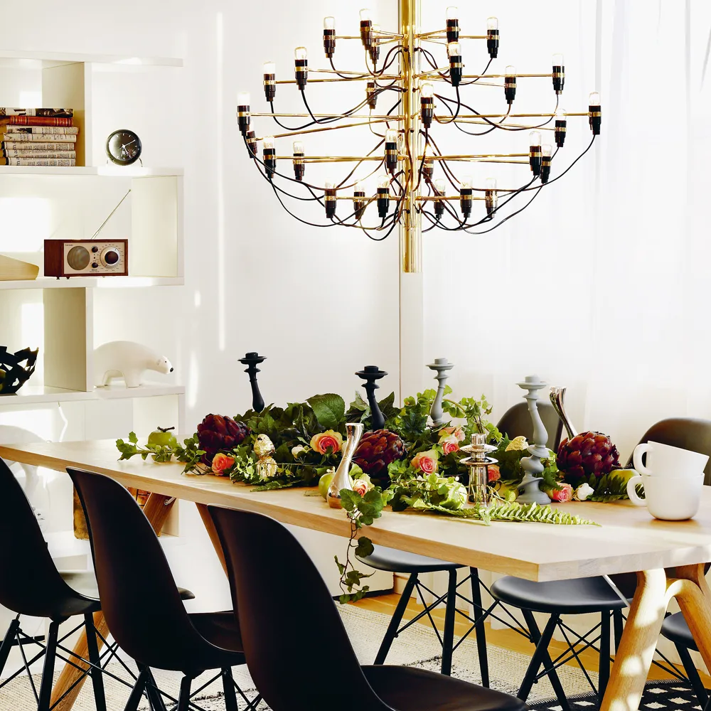 2097 Sarfatti ljuskrona LED, Mässing 30 lampor Flos