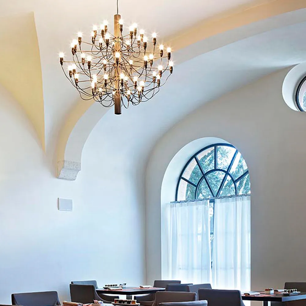 2097 Sarfatti ljuskrona, Mässing 50 lampor Flos