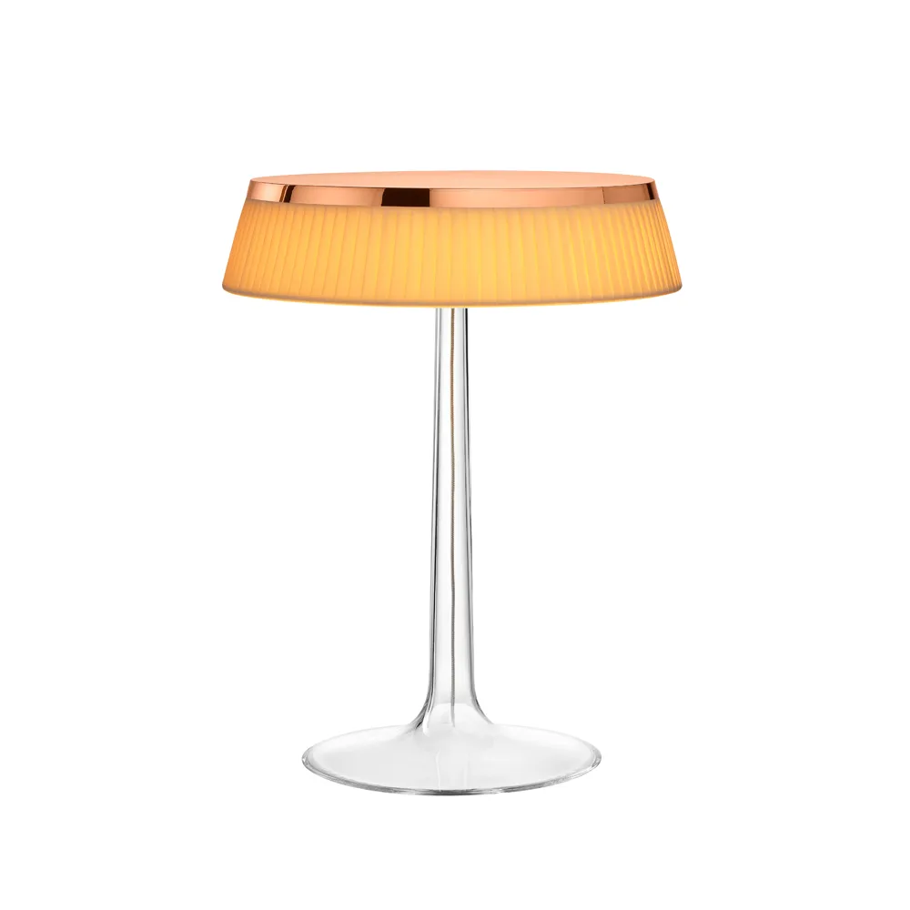 Bon Jour T bordslampa, Copper-soft tygskärm Flos