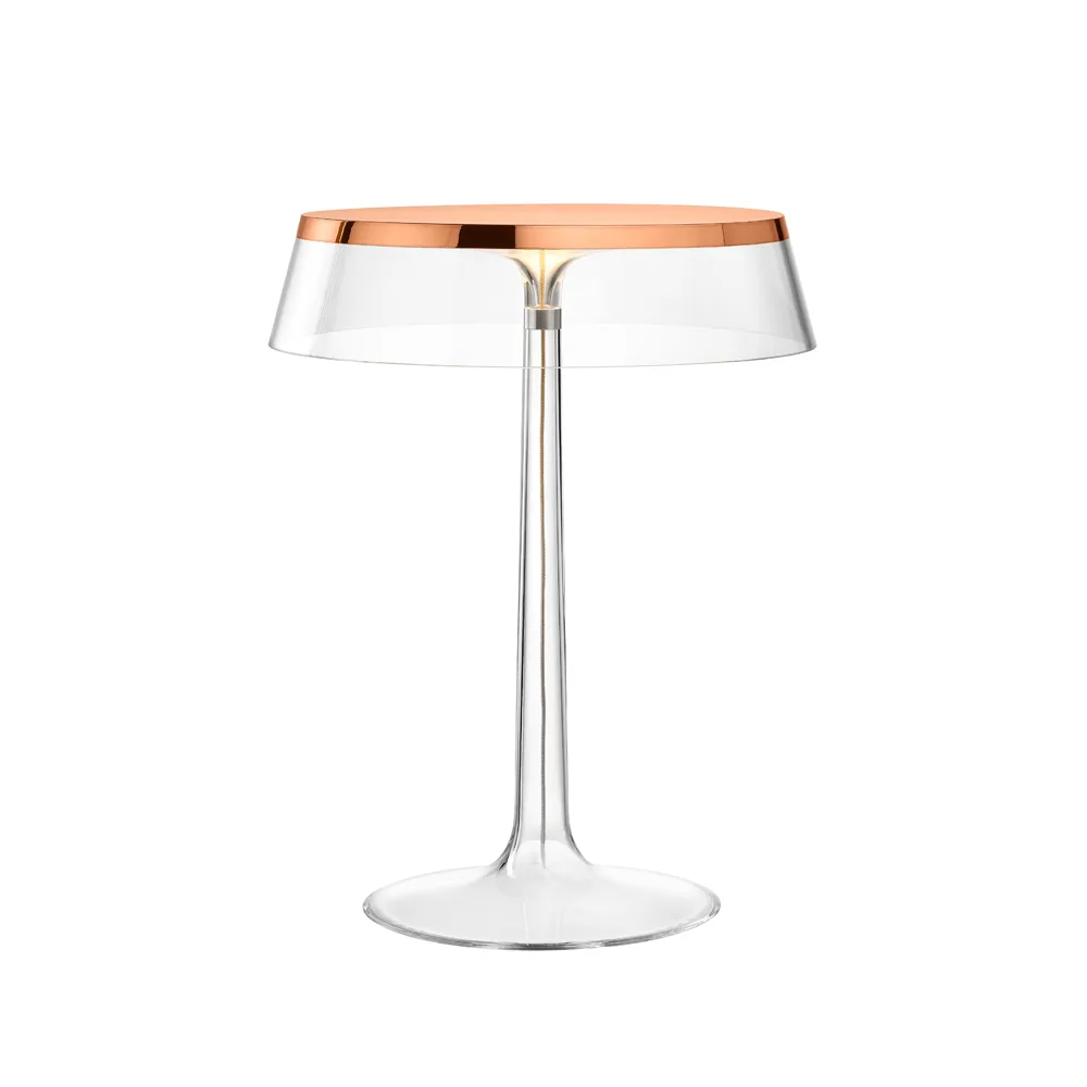 Bon Jour T bordslampa, Copper-transparent skärm Flos