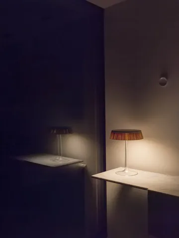 Bon Jour T bordslampa - Rökgrå-mattkromad topp - Flos