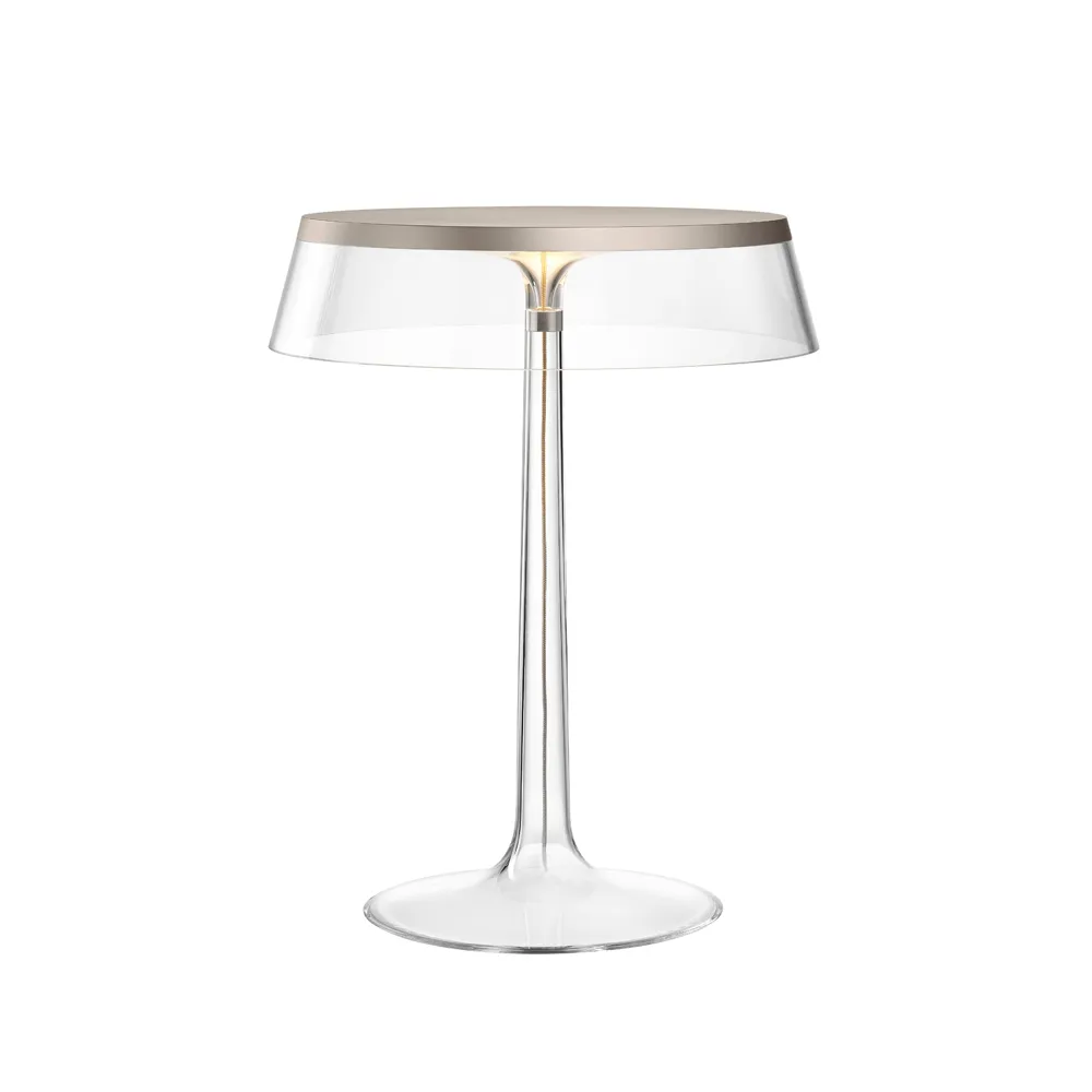 Bon Jour T bordslampa, Transparent-mattkromad topp Flos