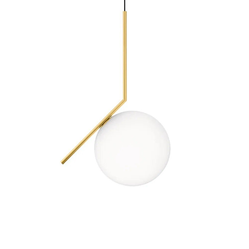 IC lights S2 pendel, Borstad mässing-opal