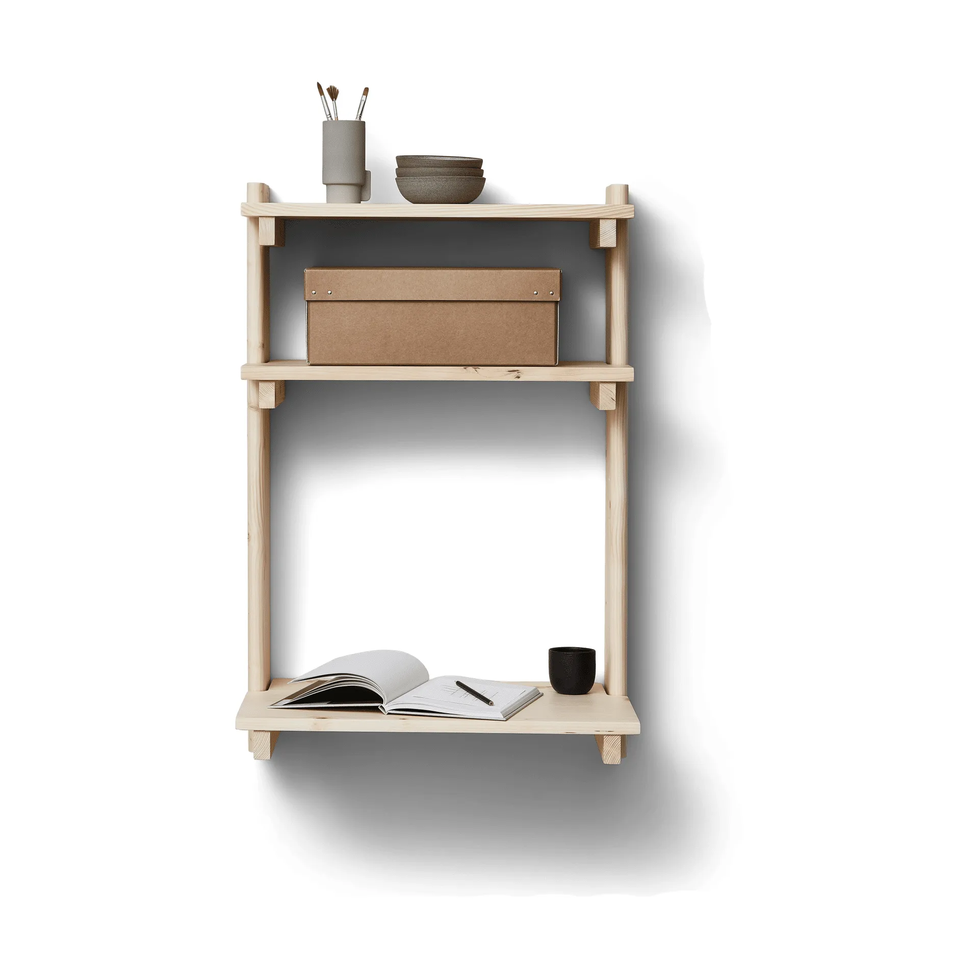 Beam vägghylla med skrivbord, Furu Form & Refine