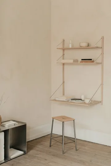 Adam pall - Raw steel-natural leather, H:50 cm - FRAMA