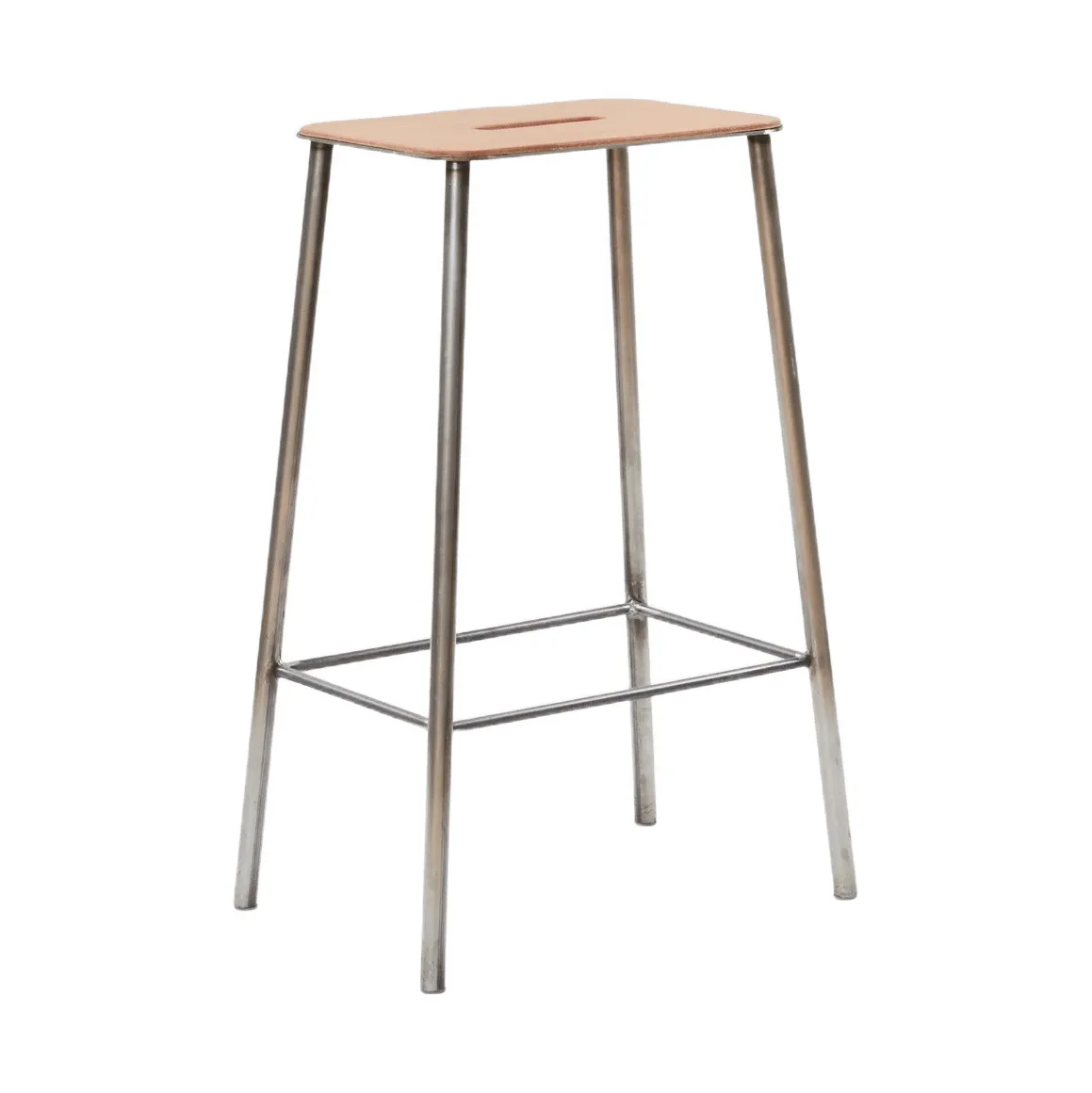 Adam pall, Raw steel-natural leather, H:65 cm FRAMA