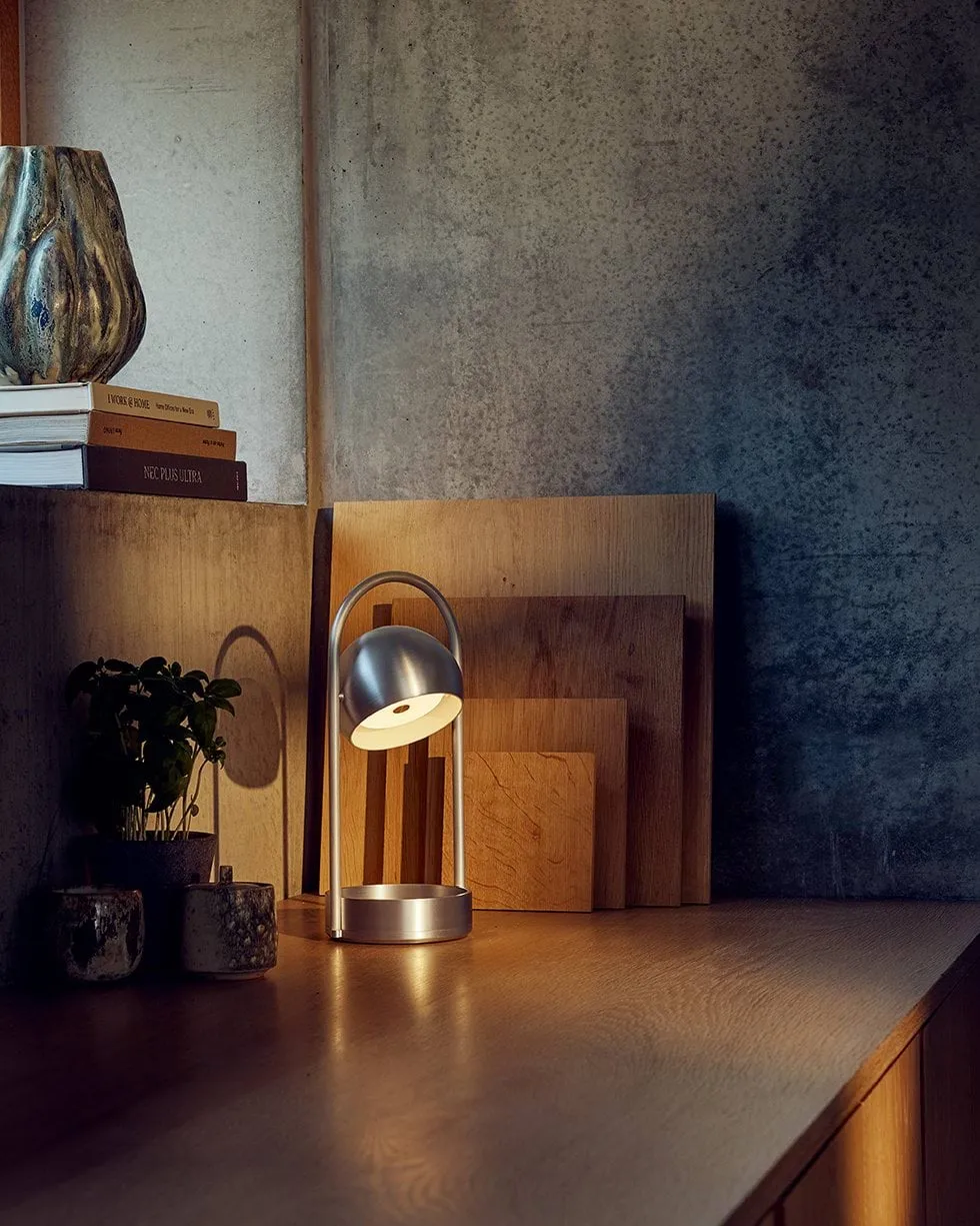 Ball portabel bordslampa, Brushed Aluminium, 32 cm Frandsen