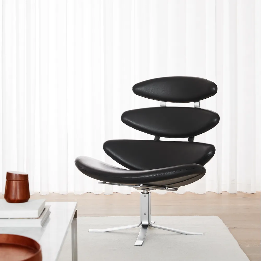 Corona fåtölj, Läder omni 301-kromstativ Fredericia Furniture