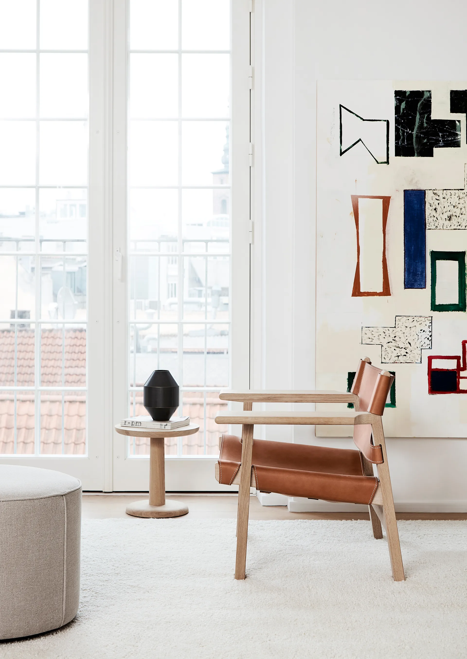 Den spanske stol fåtölj, Läder cognac-ljus oljad ek Fredericia Furniture