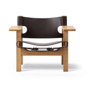 Den spanske stol fåtölj - Läder mörkbrun-oljad ek - Fredericia Furniture