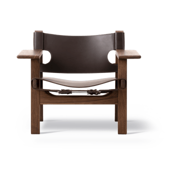 Den spanske stol fåtölj - Läder mörkbrun-oljad valnöt - Fredericia Furniture