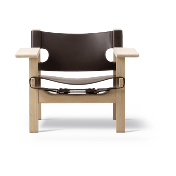 Den spanske stol fåtölj - Läder mörkbrun-såpad ek - Fredericia Furniture