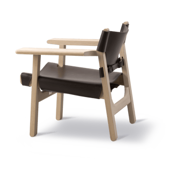 Den spanske stol fåtölj - Läder mörkbrun-såpad ek - Fredericia Furniture