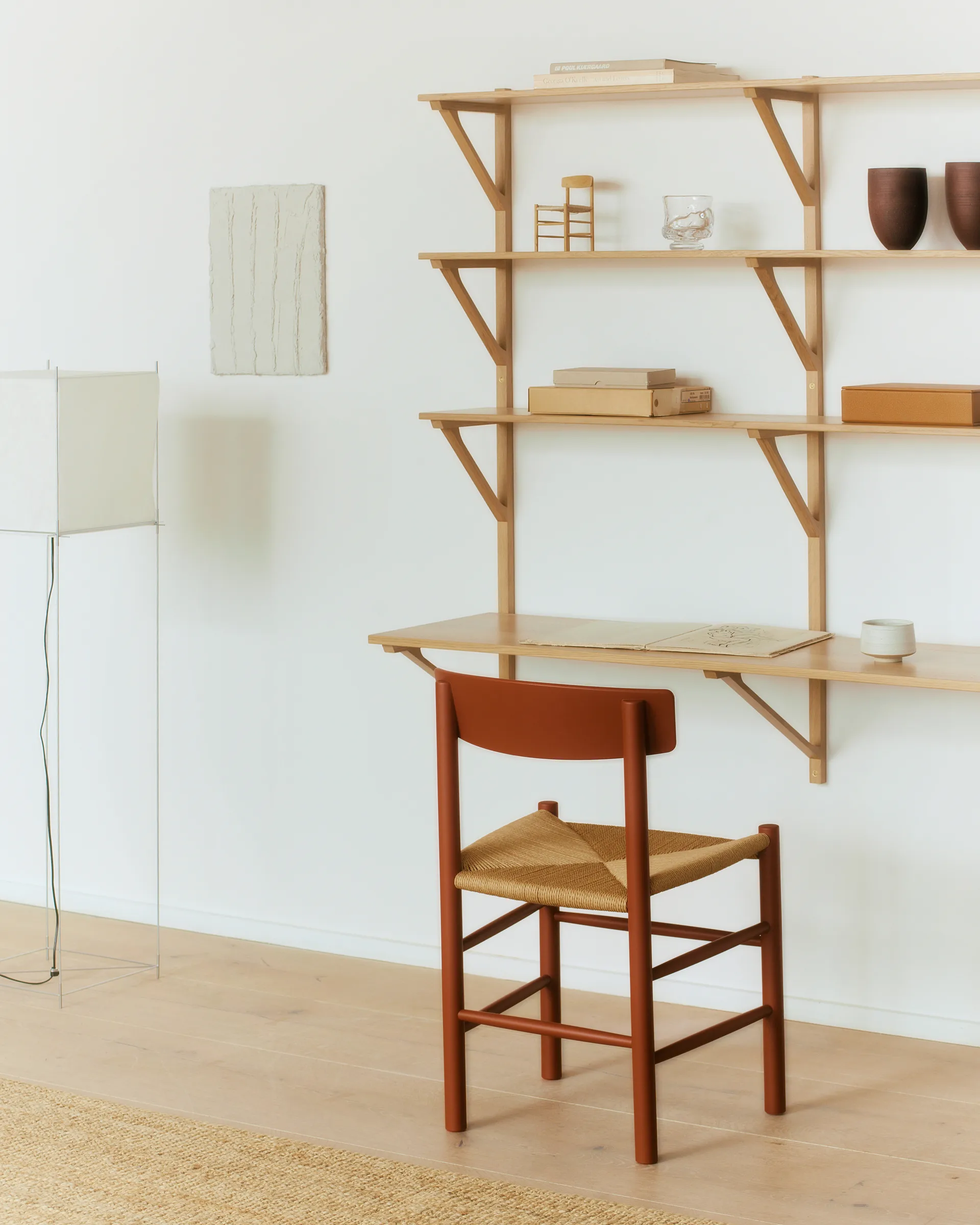 J39 stol, Herritage red-flätad natur Fredericia Furniture