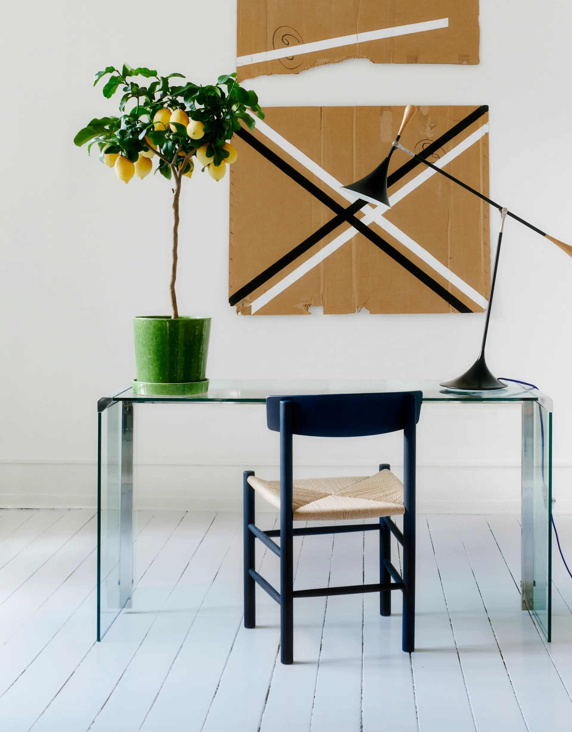 J39 stol, Indigo blue-flätad natur Fredericia Furniture