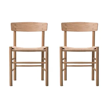 J39 stol, Ljus oljad ek-flätad natur, 2-pack - Fredericia Furniture