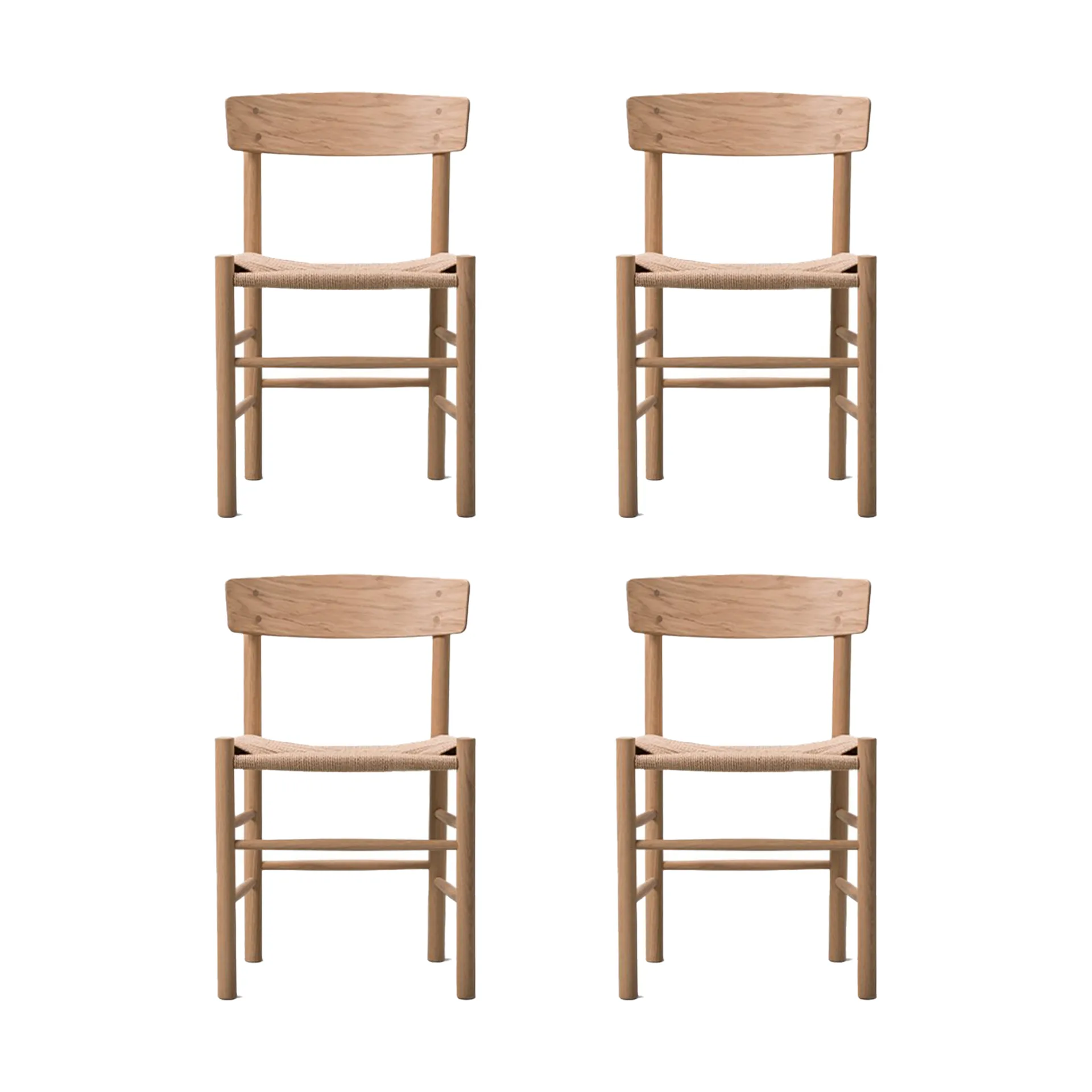 J39 stol, Ljus oljad ek-flätad natur, 4-pack Fredericia Furniture