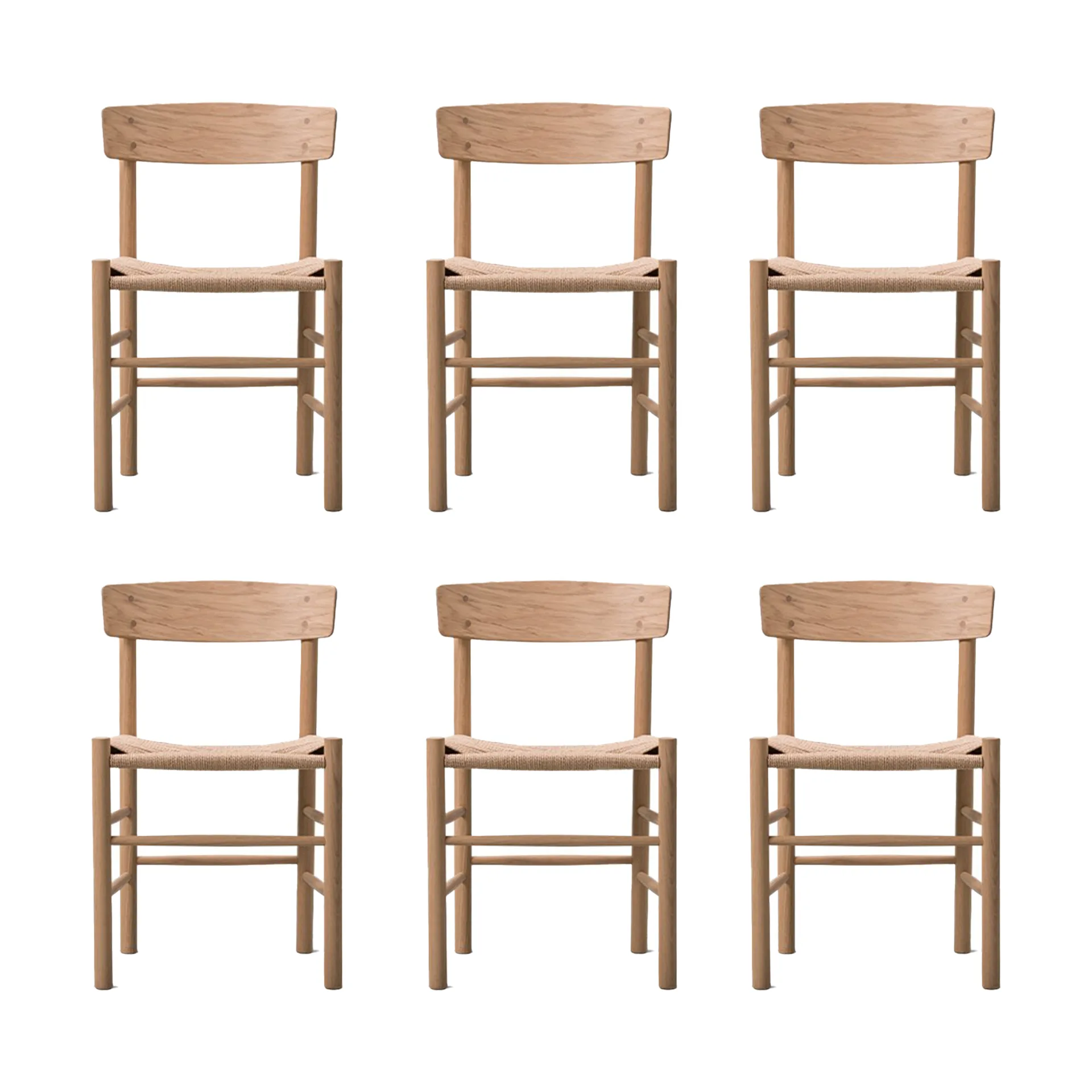 J39 stol, Ljus oljad ek-flätad natur, 6-pack,  Fredericia Furniture
