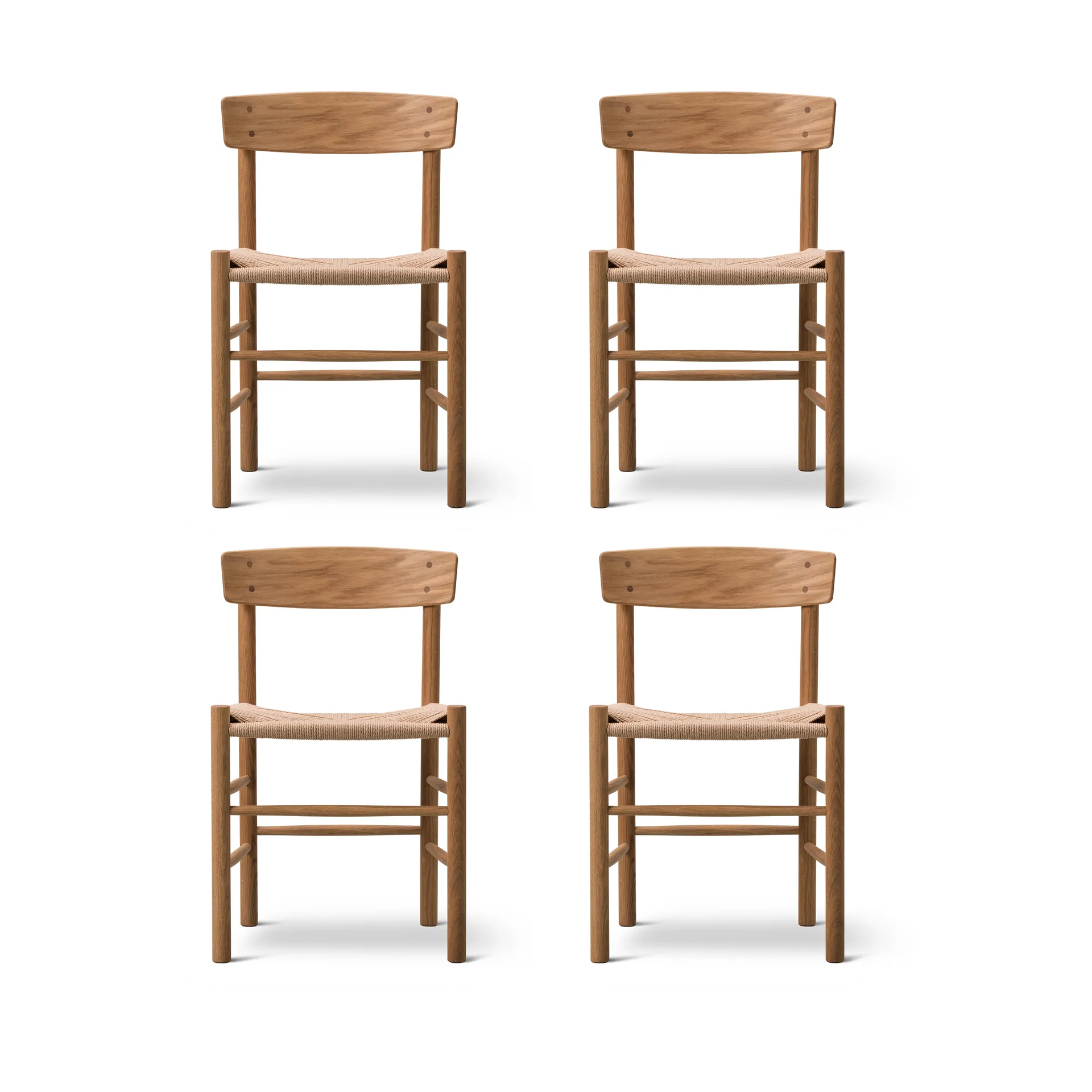 J39 stol, Oljad ek-flätad natur, 4-pack,  Fredericia Furniture
