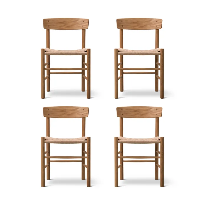 J39 stol, Oljad ek-flätad natur, 4-pack - Fredericia Furniture