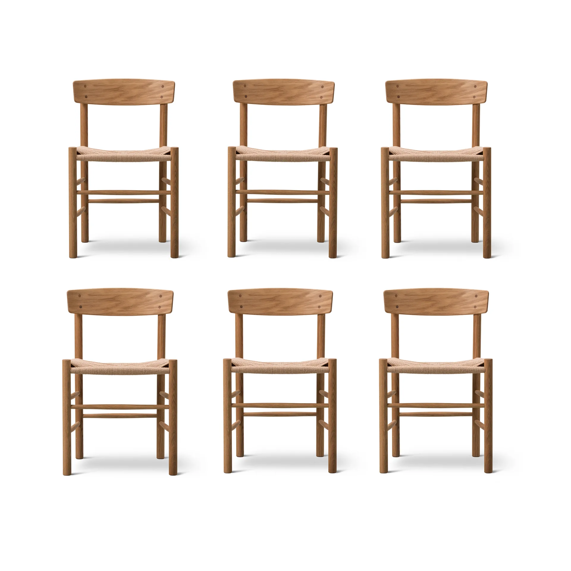 J39 stol, Oljad ek-flätad natur, 6-pack,  Fredericia Furniture