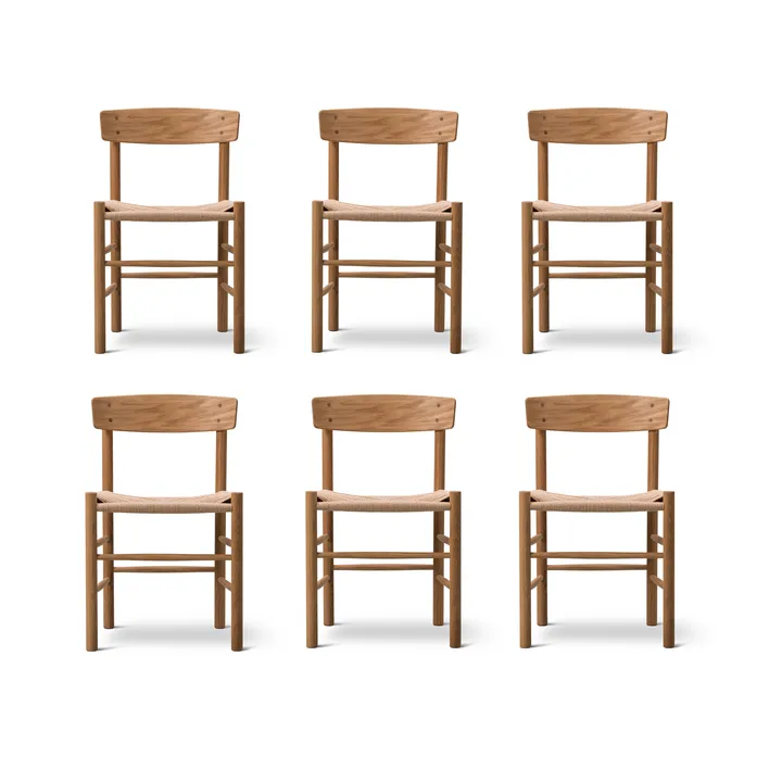J39 stol, Oljad ek-flätad natur, 6-pack - Fredericia Furniture