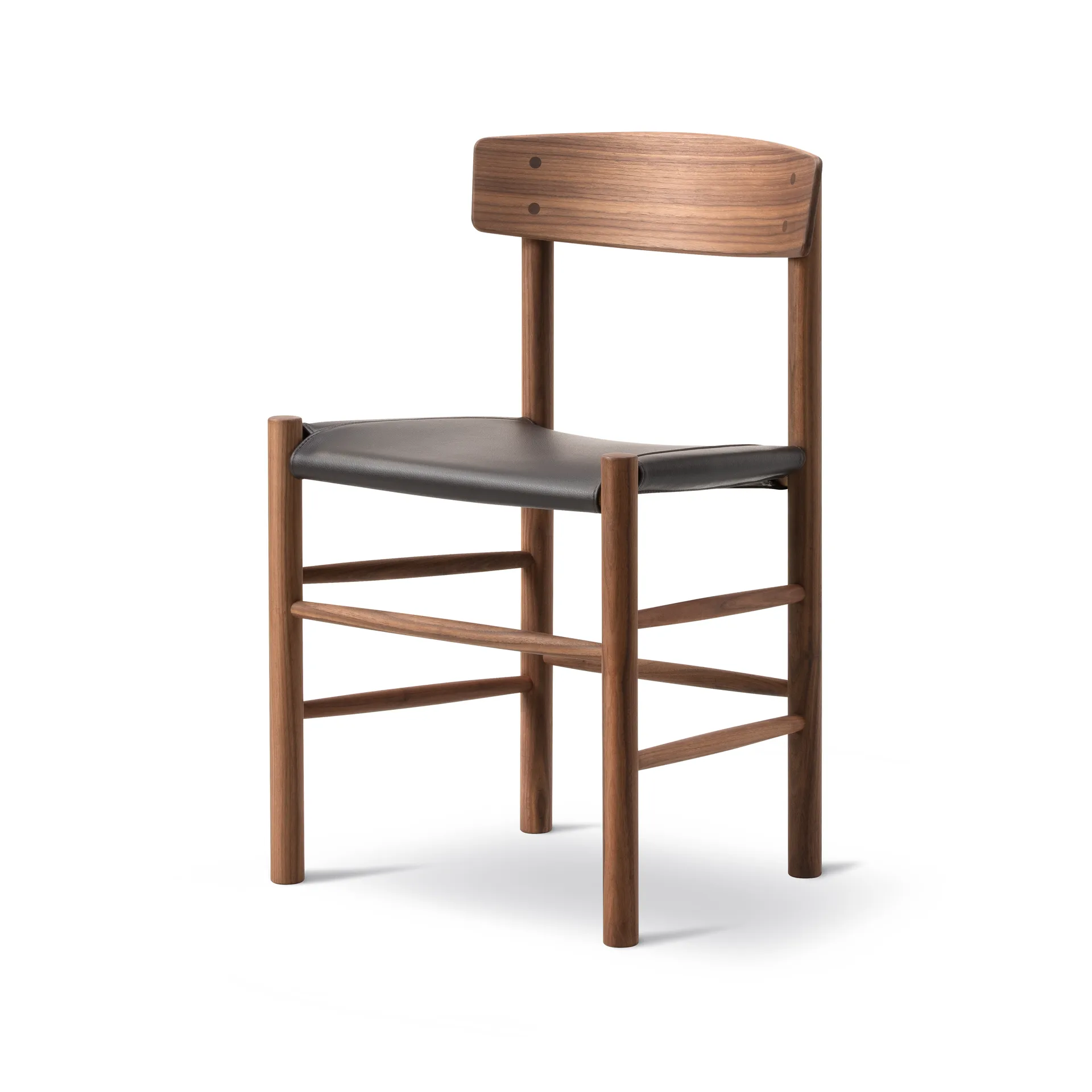 J39 stol, Oljad valnöt-läder Omni 377 mörkbrun Fredericia Furniture