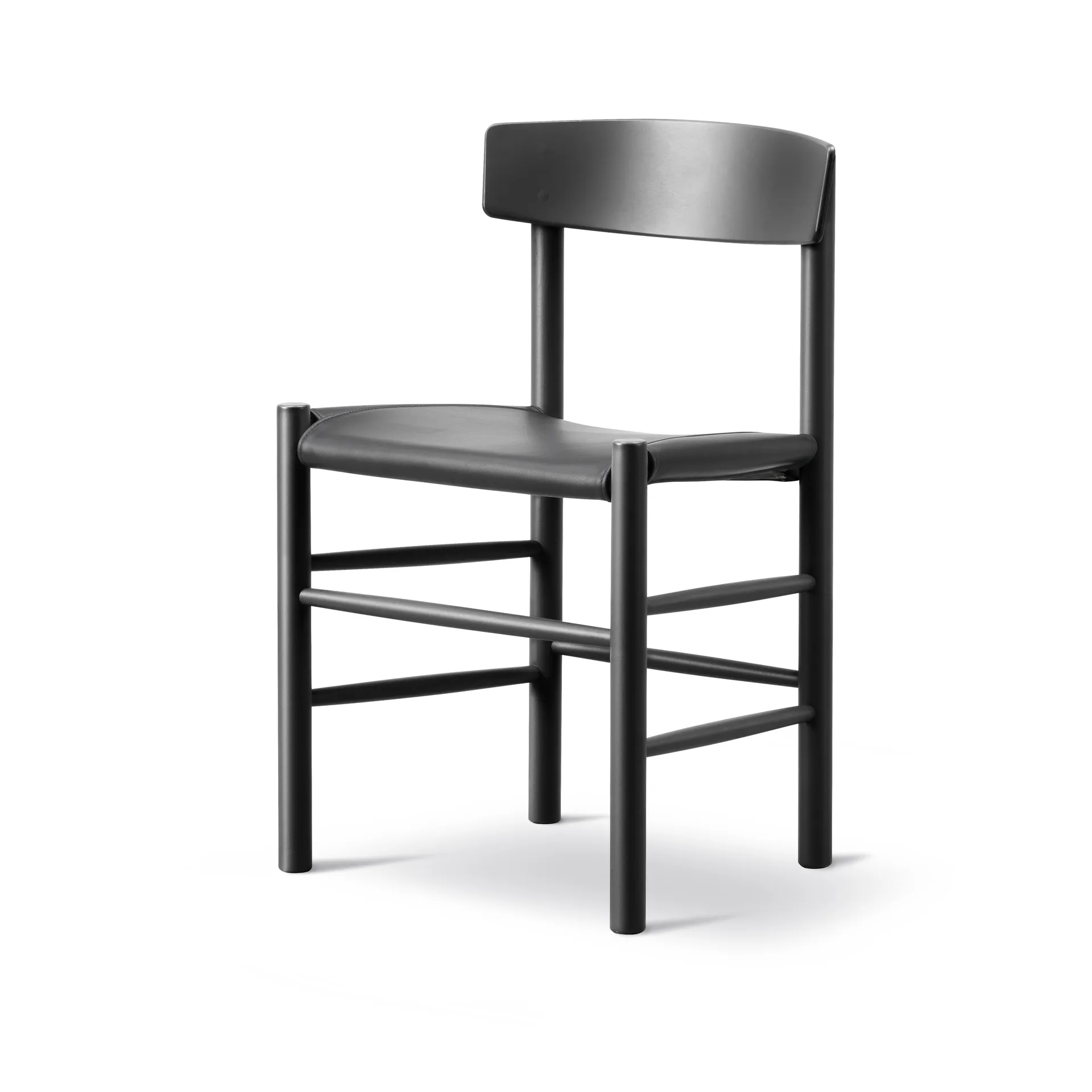 J39 stol, Svartlackerad bok-läder Omni 301 svart Fredericia Furniture