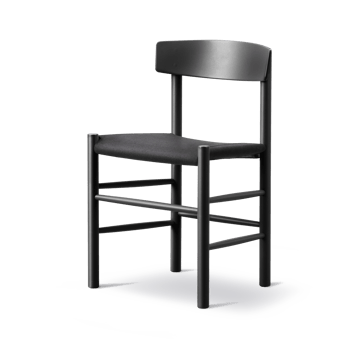 J39 stol - Svartlackerad bok-svart canvas - Fredericia Furniture