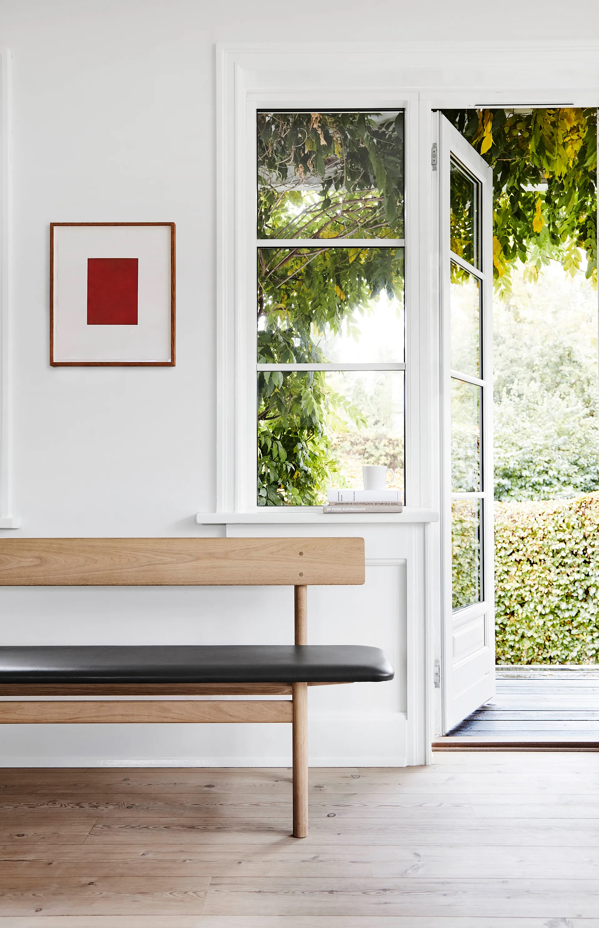 Mogensen 3171 bänk, Såpad ek-läder omni 301 black Fredericia Furniture