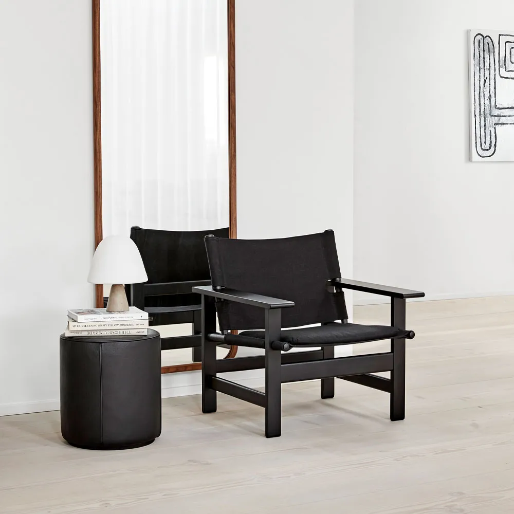 Mono sittpuff, Läder omni 301 black-Ø39 cm Fredericia Furniture